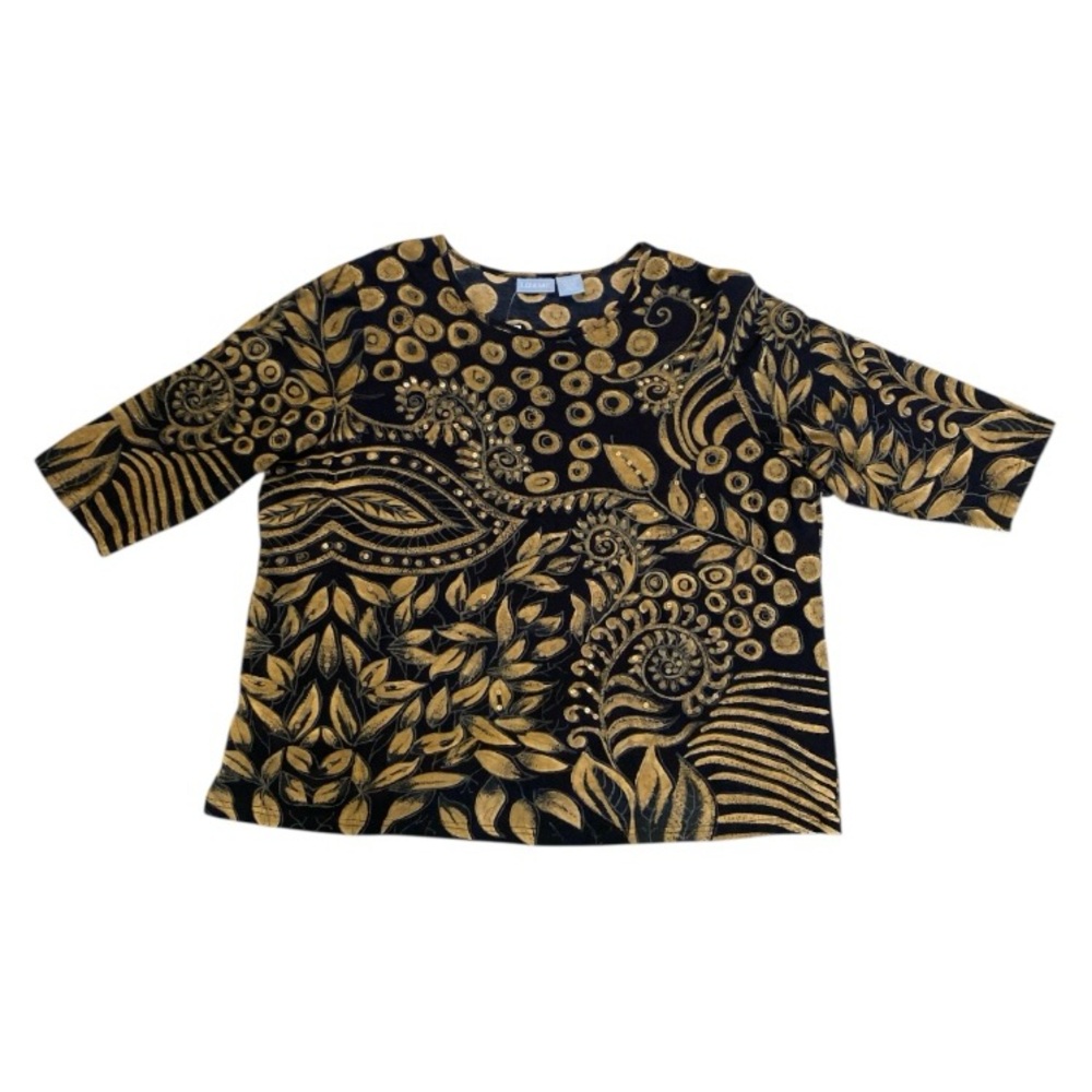 Liz & Me 100% Cotton Blouse Top Women size 3X, sequins detail floral